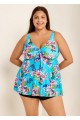 Blue Floral Modest And Designer Curvy Swimwear Bathing Suits Tankini Top