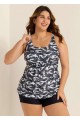 Plus Size Camo Scoop Neck Adjustable Straps Women Tankini Set