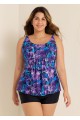 Plus Size Purple Floral Modest Swim Suits For Ladies Tankini Top
