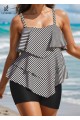 Striped Layered Pullover Style Casual Tankini Top