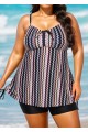 Plus Size Vintage Geometric Print Drawstring Tankini Top