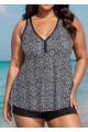 Curvy Black Polka Dot Print Modest Swimsuit And Swimwear Tankini Top