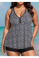 Curvy Black Polka Dot Print Modest Swimsuit And Swimwear Tankini Top