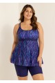 Meteor Striped Print Square Neck Tankini Set