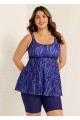 Meteor Striped Print Square Neck Tankini Set