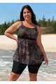 Black Dot Print Modest Curvy Swimwear Bathing Suits Tankini Top