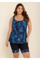 Curvy Blue Floral Modest And Sporty Swimsuit And Swimwear Tankini Set