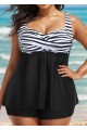 Classic Modest Black Stripe Twist Front Tankini Top