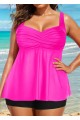Hot Pink Twist Front Charming Tankini Top