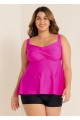 Hot Pink Twist Front Charming Tankini Top