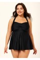 Black Twist Front Plus Size Modest Fashion Tankini Swimsuit Top