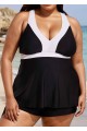 Black And White V Neck Ruffle Fashion Tankin Top