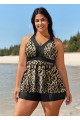 Plus Size Yellow Geometric Print Vintage Swimsuits Tankini Top