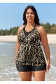 Plus Size Yellow Geometric Print 2In1 Beachwear Swimsuit Tankini Top