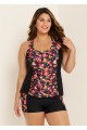 Curvy Red Floral Tummy Control Swimsuit And Swimwear Tankini Set