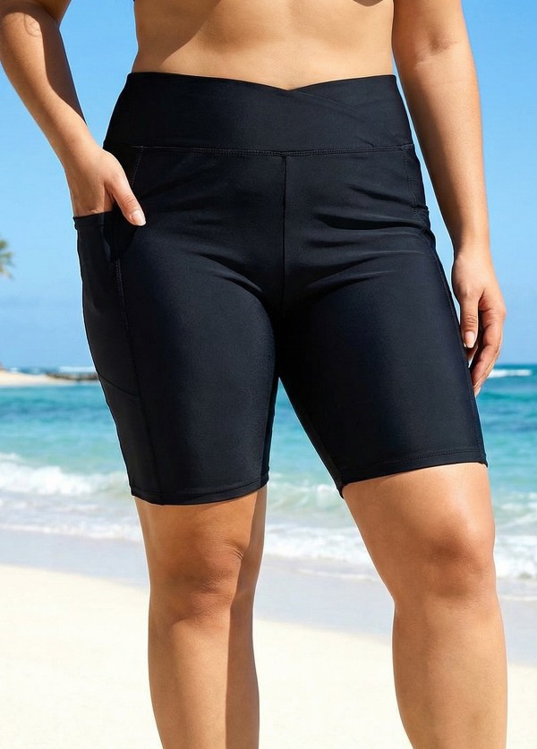 Plus Size Black Sport Simple Modest Swim Bottom Swimsuit