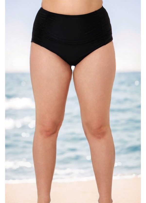 Curvy Black High Waist Women Bikini Swim Bottom