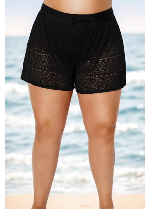 Black Lace Shorts Attached Women Beach Bottom