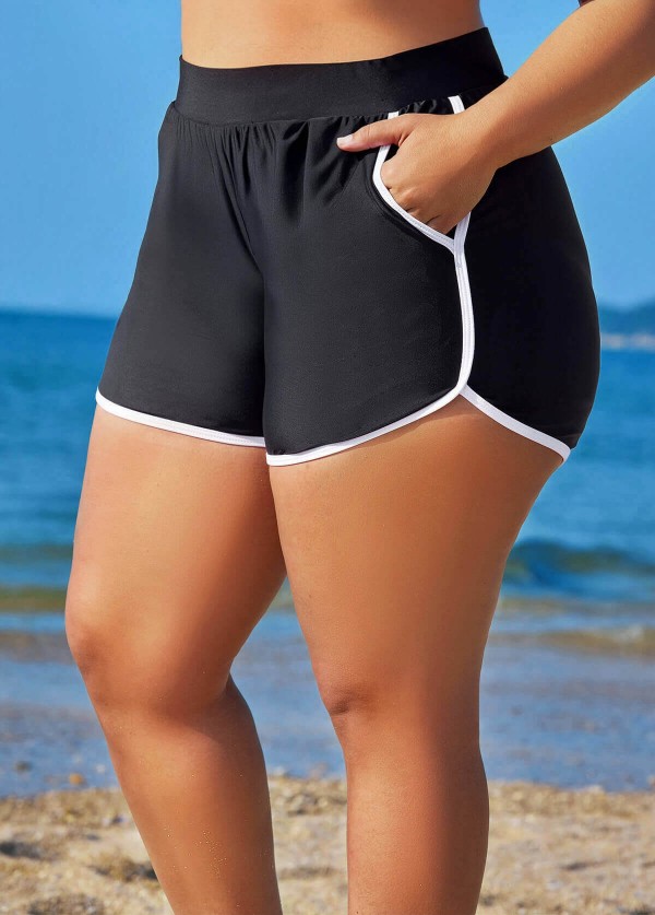 Classic Black And White Sporty Swim Shorts