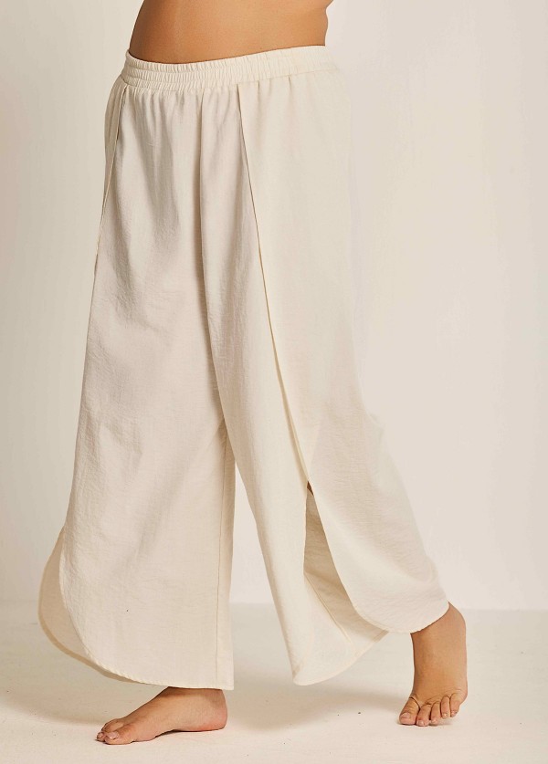 White Through Side Split Plus Size Bathing Suit Cover Ups Fly Away Pants
