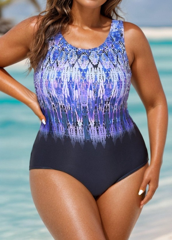 High Neck Wide Straps Women One Piece Swimsuit