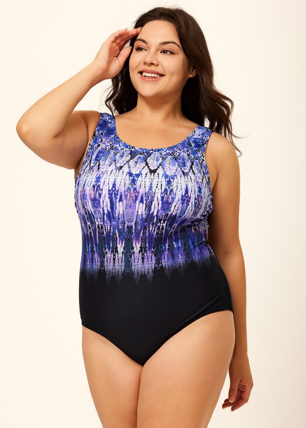 High Neck Wide Straps Women One Piece Swimsuit
