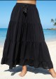 Curvy Black Drawstring Casual Beach Cover Up Dress