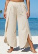 White Through Side Split Plus Size Bathing Suit Cover Ups Fly Away Pants