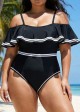 Plus Size Off Shoulder Ruffles Women One Piece Swimsuit