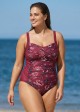 Red Floral Print Pleated Fashion One Piece Swimsuit