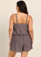 Brown White Polka Dot High Neck Flattering Pocket Plus Size Women's Swimsuit One Piece Swim Romper