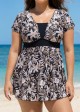 Black Floral Vintage Curvy Swimwear Bathing Suits Swimdress Top