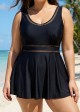 Plus Size V-neck Wide Strap Crochet One Piece Swimdress