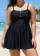 Black Crisscross Detailing Flowy Swimdress Top