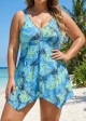 Green Vintage Floral Print Modest Swim Dress Set