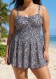 Romantic Floral Ruched Swimdress Set