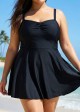 Black V Neck Ruched Plus Size Modest Swimdress Swimsuit Top