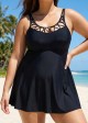 Plus Size Black Fashionable Hollow Swimdress Top
