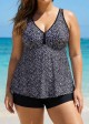 Curvy Black Polka Dot Print Modest Swimsuit And Swimwear Tankini Top