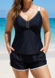 Black And White Sporty Comfortable Plus Size Tankini Top
