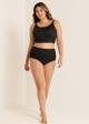 Black Puckered Halter Plus Size Modest Bikini Set