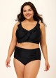 Plus Size Black With Frill Details Modest Elegant Bikini Swimsuit Top