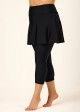 Black Flared Plus Size Modest Swimsuit Skort with Capri Leggings