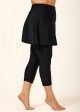 Black Flared Plus Size Modest Swimsuit Skort with Capri Leggings