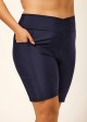 Plus Size Navy Blue  Sport Simple Swim Bottom