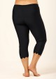 Black Plus Size Modest Women's Cropped Ruffled Swimsuit Pants