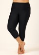 Black Plus Size Modest Women's Cropped Ruffled Swimsuit Pants