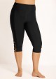 Plus Size Black High Waisted Tummy Control Side Pocket Swimsuit Bottom Swim Capri Pants