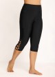 Plus Size Black High Waisted Tummy Control Side Pocket Swimsuit Bottom Swim Capri Pants