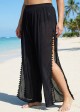 Plus Size Black Side Slits Tassel Swimsuit Cover Up Pants